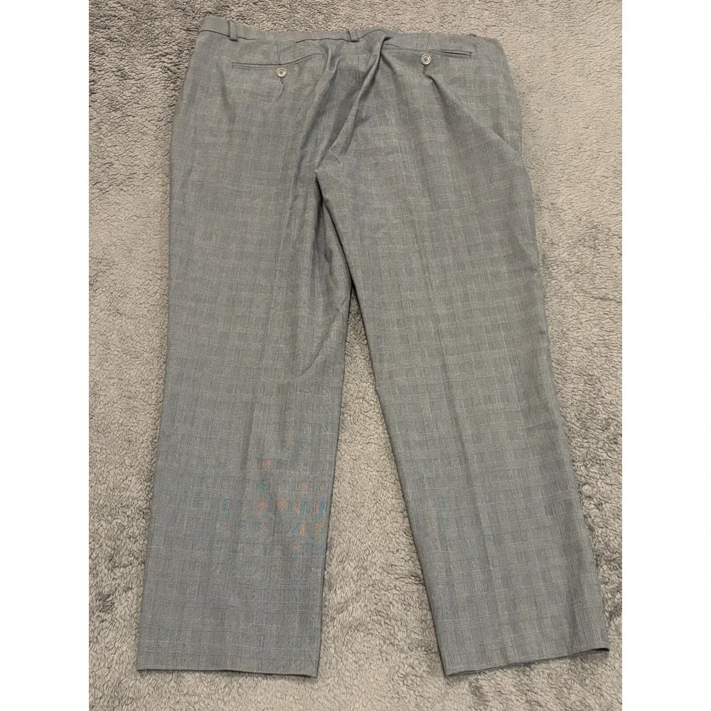 Calvin Klein Pants Mens 38x32 (38x29) Slim-Fit Light Blue Plaid Infinite Stretch